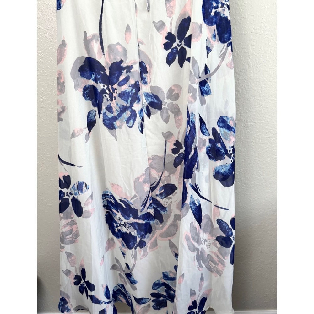 Lulus All I need blue gray floral open lace up back maxi dress S - Picture 10 of 12